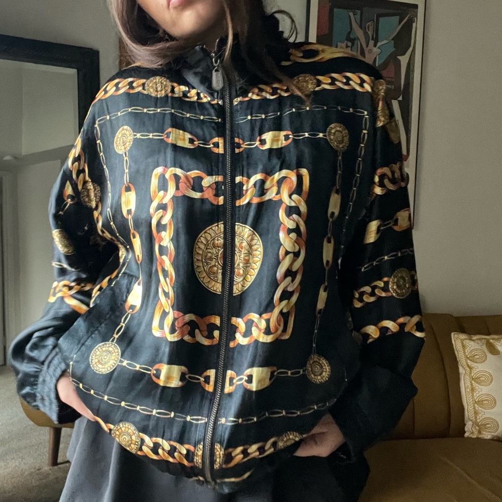 RARE Vintage Silk Chain Jacket Sz M
